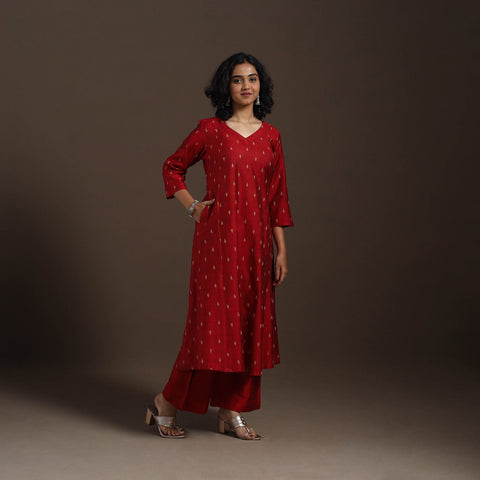 Red Thread Buti A-Line Spun Dupion Silk Kurta Set (Set of 2)