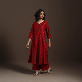 Red Thread Buti A-Line Spun Dupion Silk Kurta Set (Set of 2)