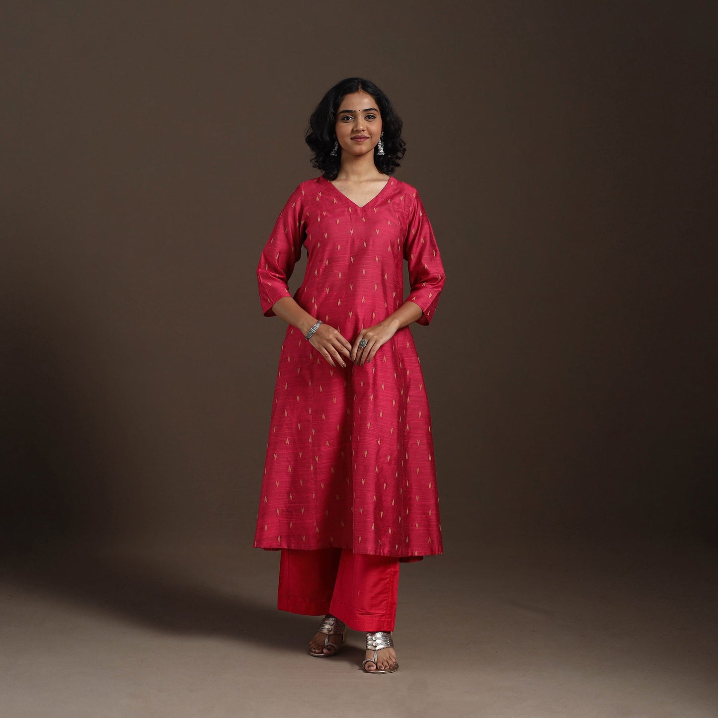 Red Thread Buti A-Line Spun Dupion Silk Kurta Set (Set of 2)