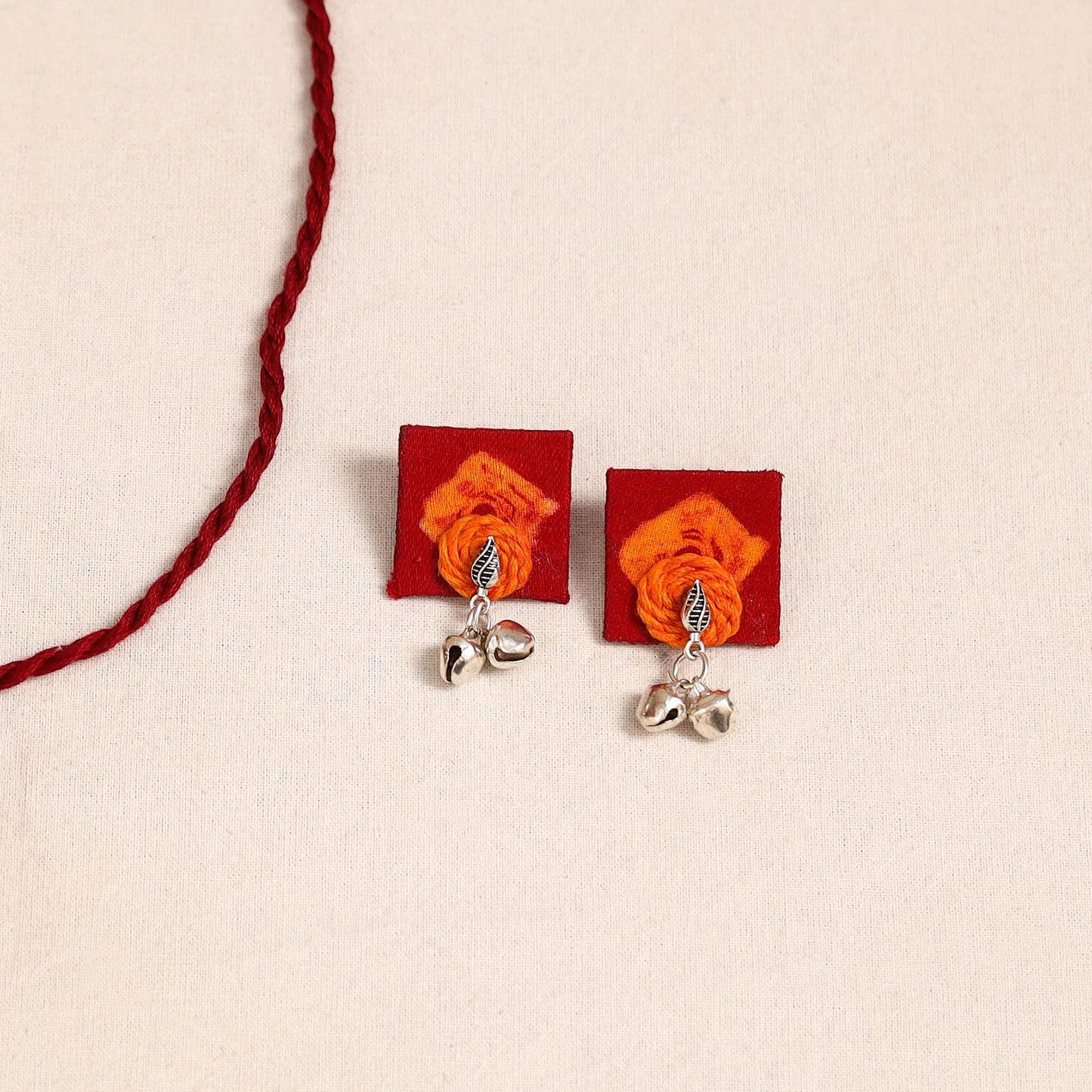 Red - thread work gs fabart necklace set 06 - handcrafted