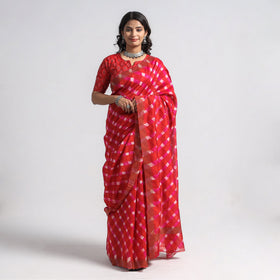 Buy Leheriya Tie-Dye Chanderi Silk Saree with Zari Border Online l iTokri.com