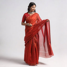  Leheriya Tie-Dye Chanderi Silk Saree with Zari Border 
