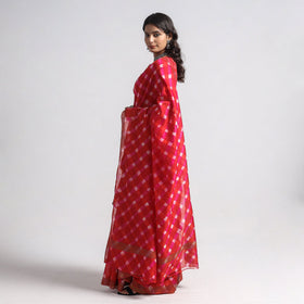 Buy Leheriya Tie-Dye Chanderi Silk Saree with Zari Border Online l iTokri.com