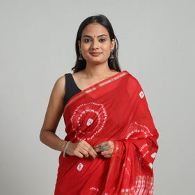 Red Elegant Tie & Dye Shibori Silk Saree Online in India