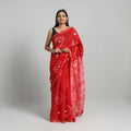 Red Elegant Tie & Dye Shibori Silk Saree Online in India