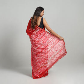 Red Elegant Tie & Dye Shibori Silk Saree Online in India