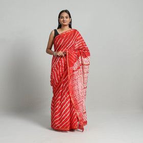 Red Elegant Tie & Dye Shibori Silk Saree Online in India