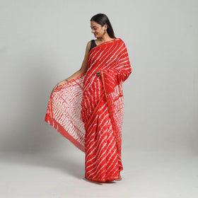 Red Elegant Tie & Dye Shibori Silk Saree Online in India