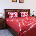 Red Tie & Dye Cotton Double Shibori Bed Sheet Set