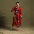 Red - tie-dye cotton pintuck shibori dress 02 - handcrafted