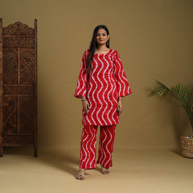 Buy Red Tie & Dye Cotton Shibori Co-Ord Set Online in India