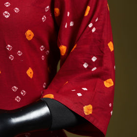 Red - tie-dye cotton short bandhani kurta 03 - handcrafted