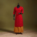 Red - tie-dye cotton straight bandhani kurta 09