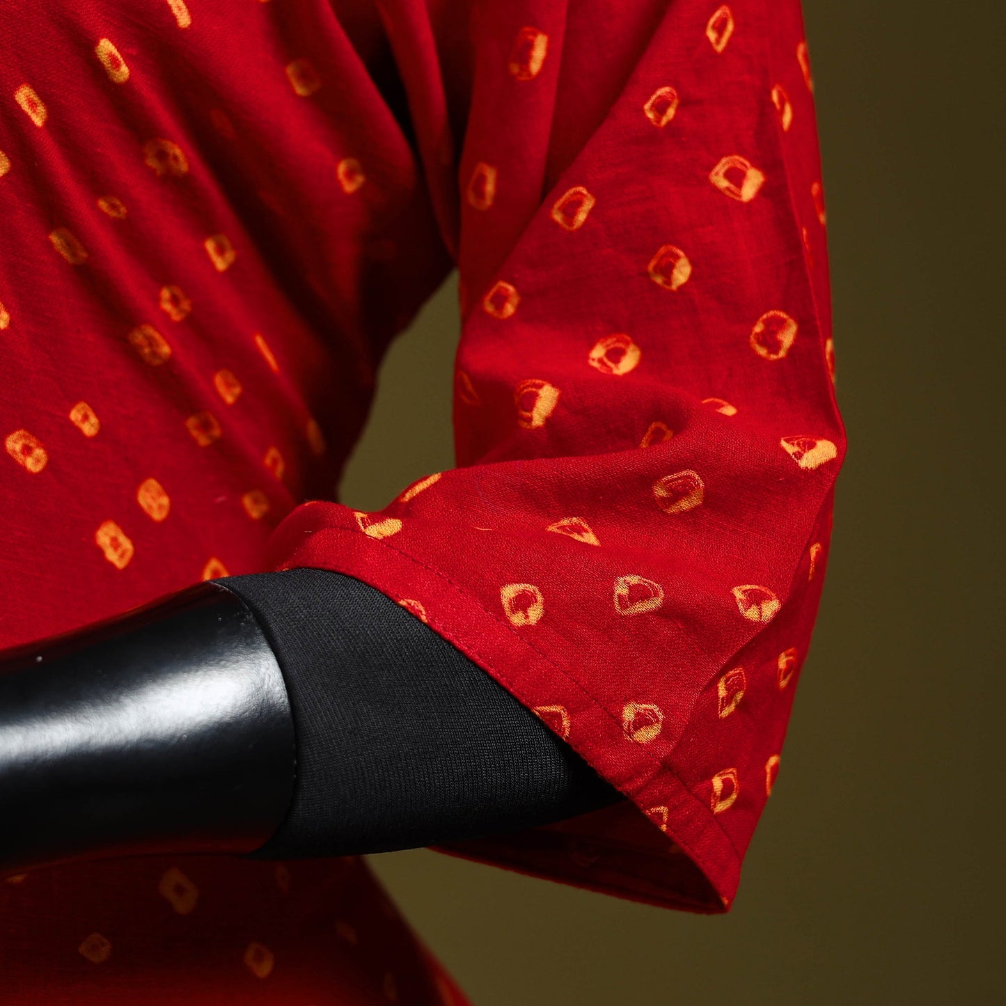 Red - tie-dye cotton straight bandhani kurta 09