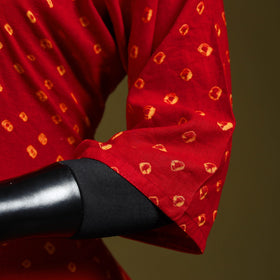 Red - tie-dye cotton straight bandhani kurta 09