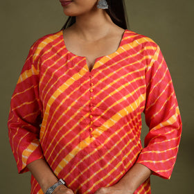 Buy Red Tie-Dye Cotton Straight Leheriya Kurta