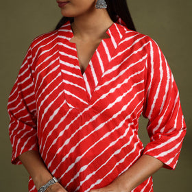  Red Tie-Dye Cotton Straight Leheriya Kurta