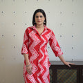  Red Tie & Dye Cotton Straight Shibori Kurta for Women