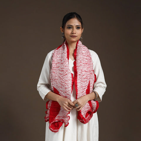 Buy Red Tie & Dye Gajji Silk Shibori Stole