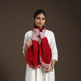  Red Tie & Dye Gajji Silk Shibori Stole 