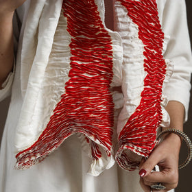 Red - tie & dye gajji silk shibori stole 19 - handcrafted