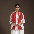 Red - tie & dye gajji silk shibori stole 19 - handcrafted