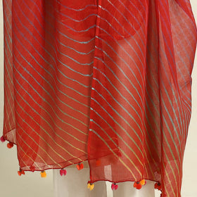 Buy Tie & Dye Red Kota Doria Cotton Leheriya Dupatta
