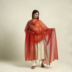 Buy Tie & Dye Red Kota Doria Cotton Leheriya Dupatta