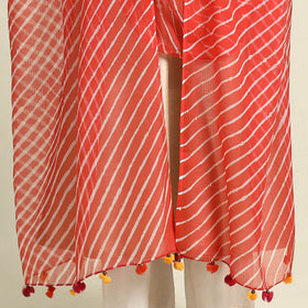  Red Tie & Dye Kota Doria Cotton Leheriya Dupatta