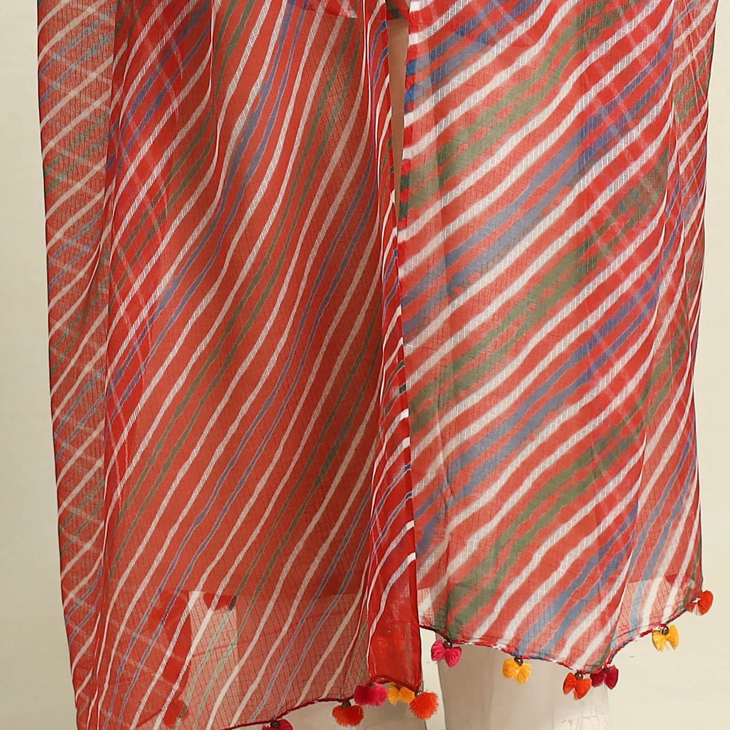 Buy Tie & Dye Red Kota Doria Cotton Leheriya Dupatta