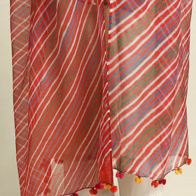 Buy Tie & Dye Red Kota Doria Cotton Leheriya Dupatta