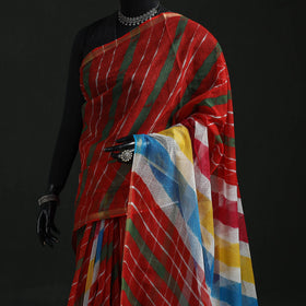 Tie-dye kota doria cotton leheriya saree 01 - handcrafted