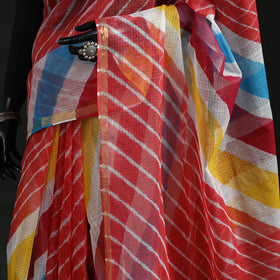 Tie-dye kota doria cotton leheriya saree 13 - handcrafted