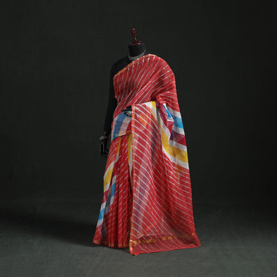Tie-dye kota doria cotton leheriya saree 13 - handcrafted