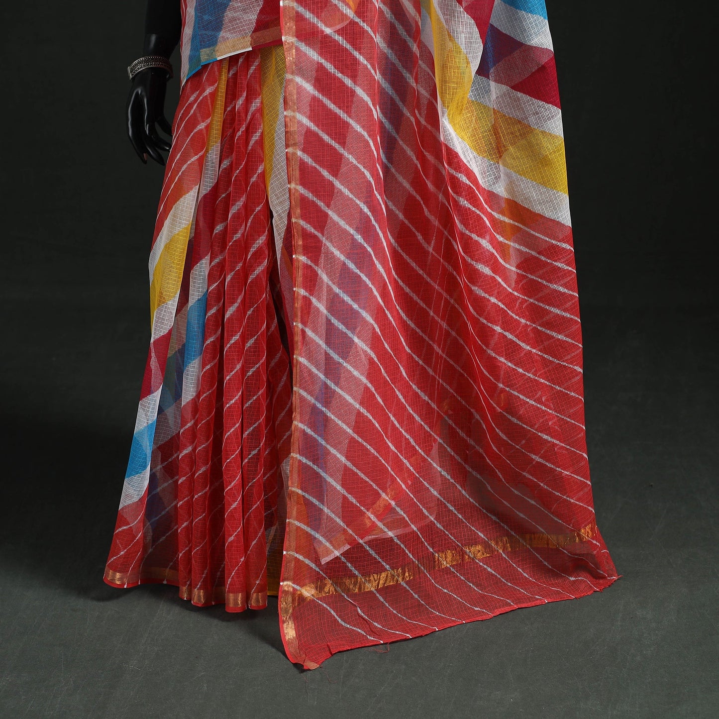 Tie-dye kota doria cotton leheriya saree 13 - handcrafted