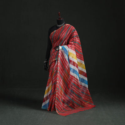 Tie-dye kota doria cotton leheriya saree 17 - handcrafted