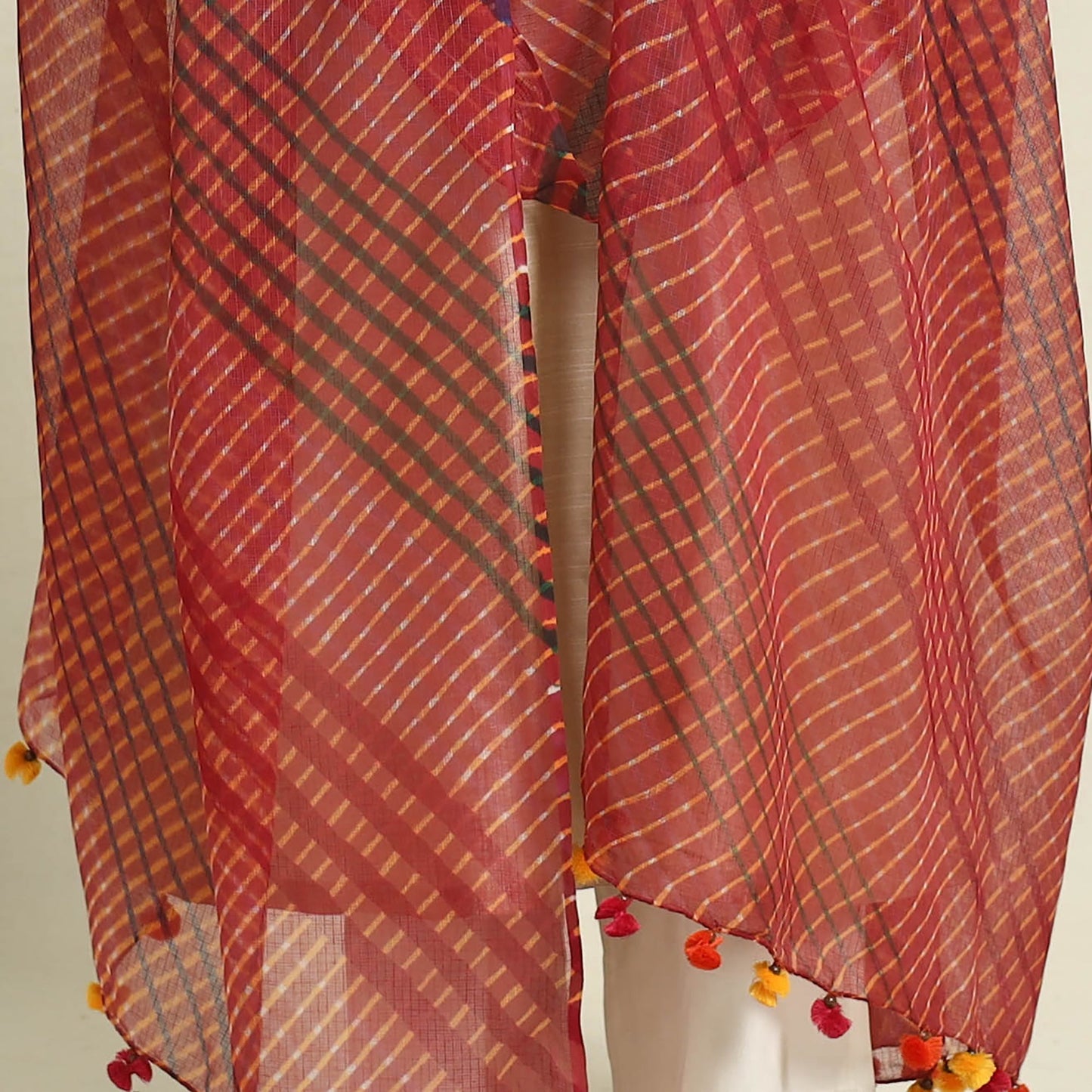 Red - tie & dye mothra kota doria cotton leheriya dupatta