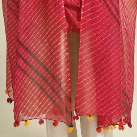Red Tie & Dye Mothra Kota Doria Cotton Leheriya Dupatta
