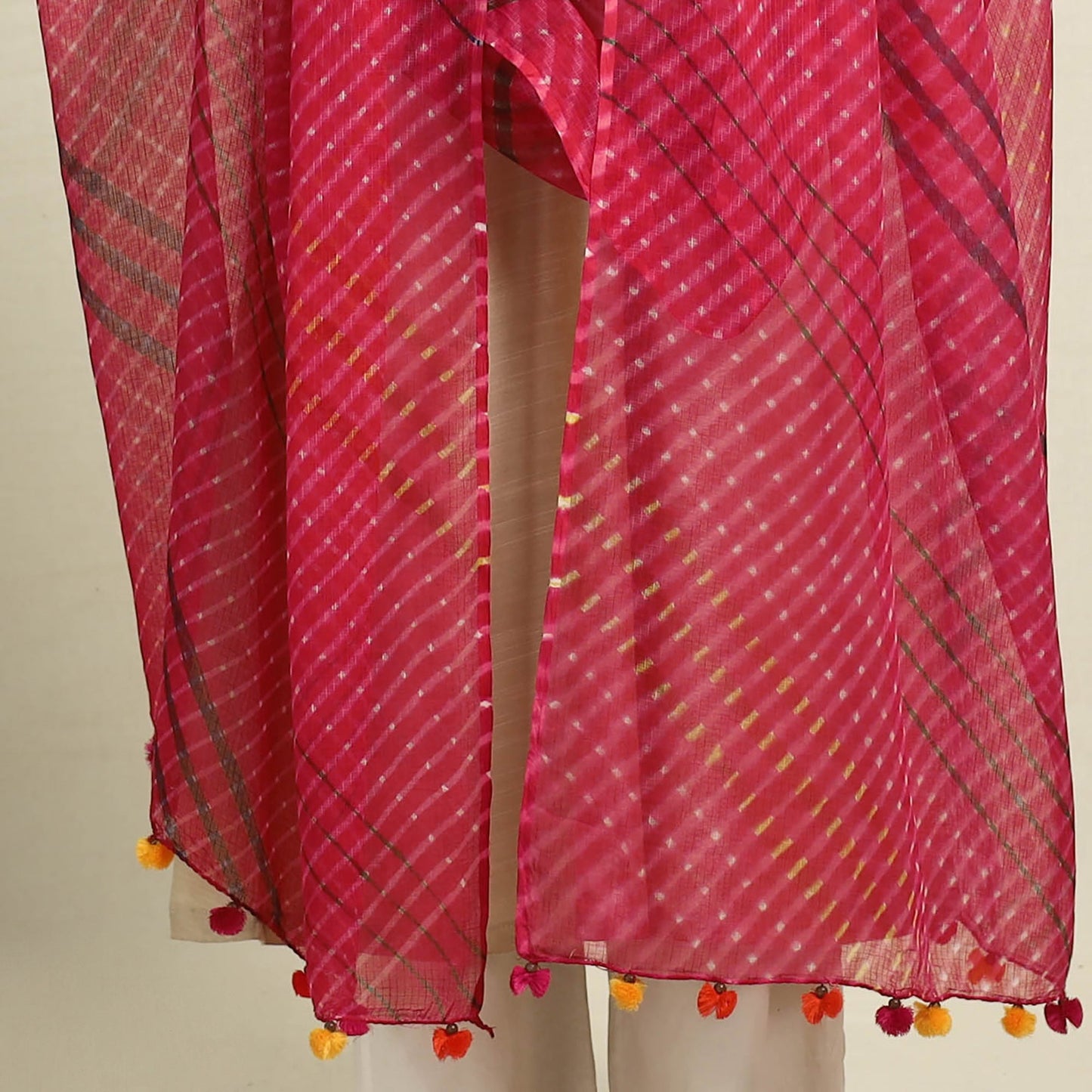 Buy Tie & Dye Red Mothra Kota Doria Cotton Leheriya Dupatta
