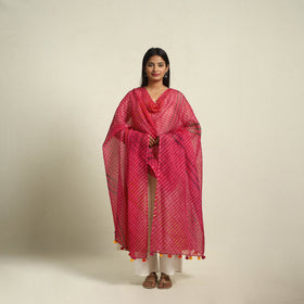 Buy Tie & Dye Red Mothra Kota Doria Cotton Leheriya Dupatta