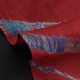Red Leheriya Tie-Dye Tussar Silk Handloom Fabric 