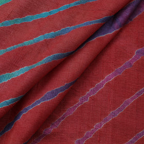 Red Leheriya Tie-Dye Tussar Silk Handloom Fabric 
