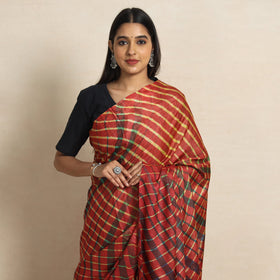 Buy Leheriya Tie-Dye Tussar Silk Handloom Saree Online l iTokri.com