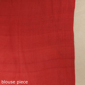  Red Leheriya Tie-Dye Tussar Silk Handloom Saree 