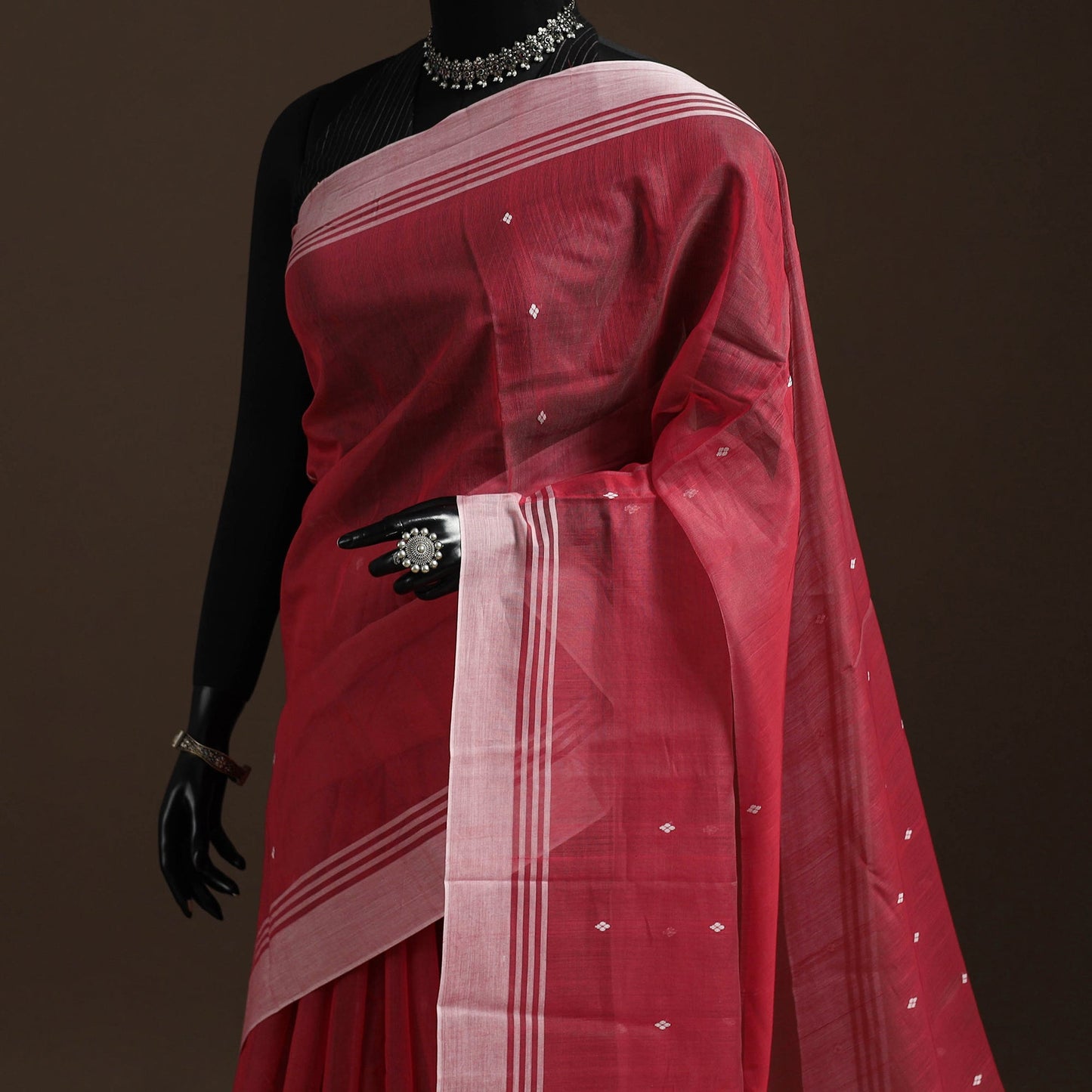 Red - traditional handloom chanderi silk saree 12