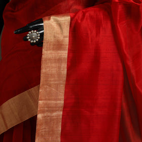 Red - traditional handloom chanderi silk saree with zari