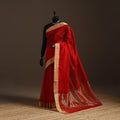Red - traditional handloom chanderi silk saree with zari