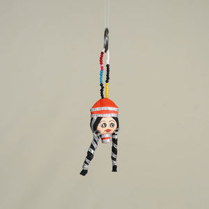 Red Traditional Handmade Rajasthani Doll Face Keychain