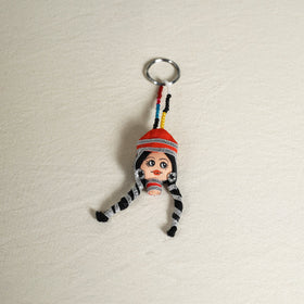 Red Traditional Handmade Rajasthani Doll Face Keychain