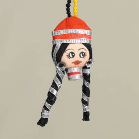 Red Traditional Handmade Rajasthani Doll Face Keychain